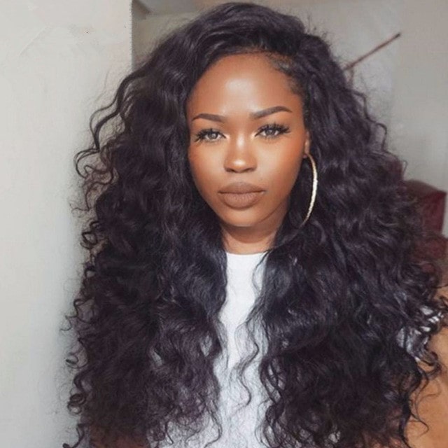 Wowebony Glueless Full Lace Wigs Indian Remy Hair Loose Wave Flw