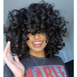 WoWEbony Indian Remy Hair Full Bangs Big Spiral Curl Hair Glueless Silk ...