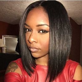 WowEbony Indian Remy Hair Yaki Straight Lace Front Wigs [BOBL13]