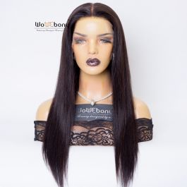 Pre-Plucked Lace Front Wig Black Virgin Hair Silky Straight [RLW01