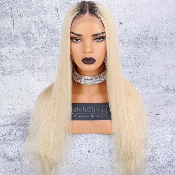 blonde wig with dark roots