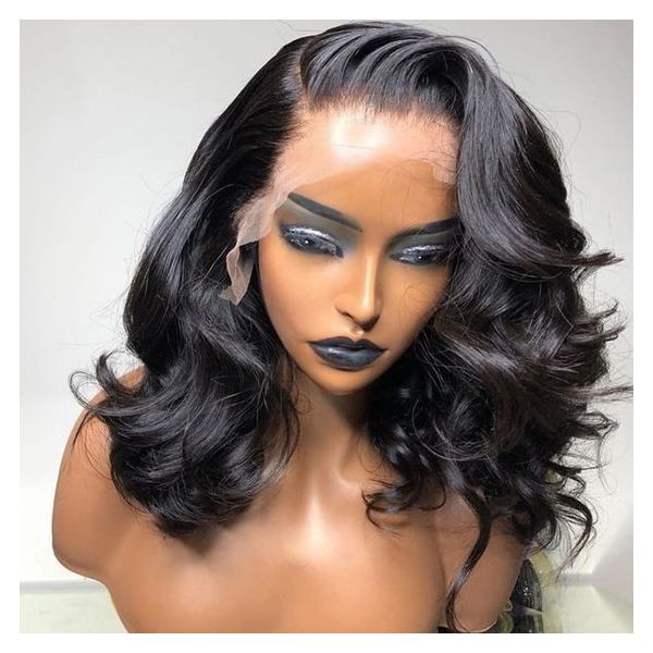 WowEbony Full Lace Wigs Indian Remy Hair Body Wave Shoulder Length Bob ...