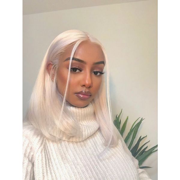 Luxury WowEbony Virgin Human Hair White Blonde Straight Bob