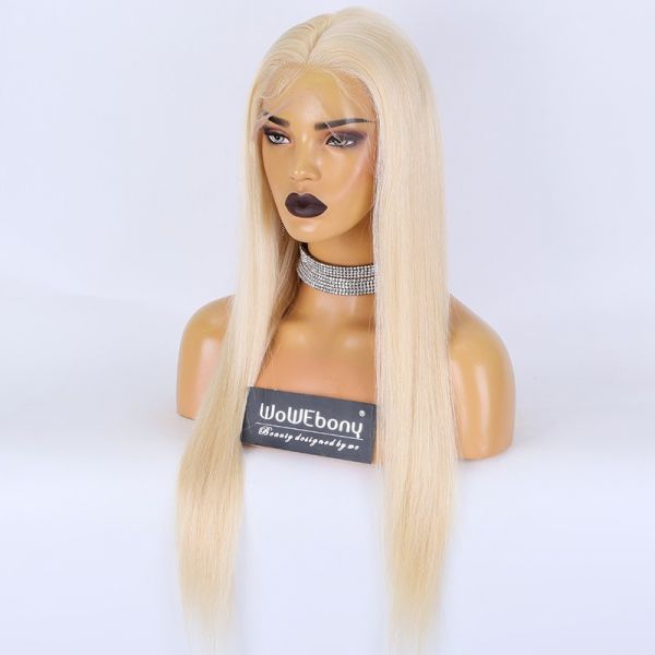 Same Day Shipping WoWEbony Human Hair Platinum Blonde 613 Color