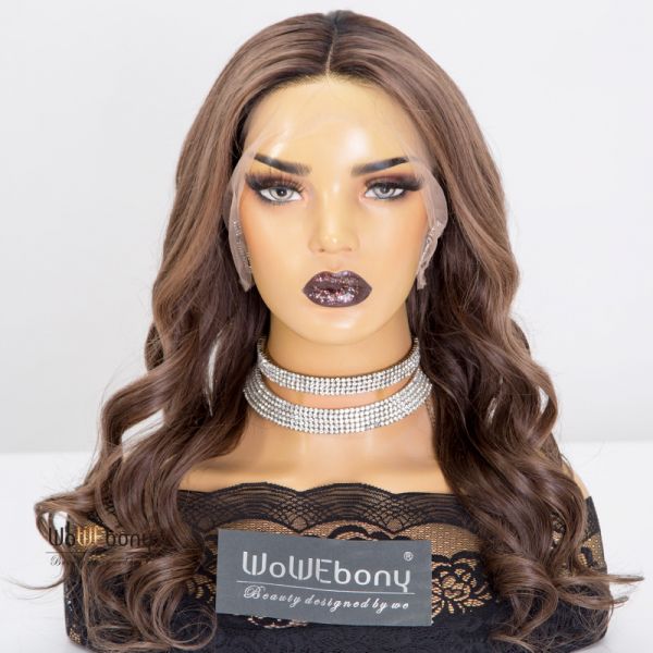 WoWEbony Peruvian Virgin Real Human Hair Full Lace Wig Balayage