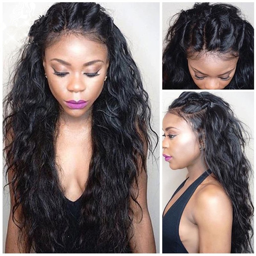 WoWEbony Indian Remy Or Malaysian Virgin Real Human Hair 3in1 Wet And Wavy Beach Wavy Glueless Full Lace Wigs FW36