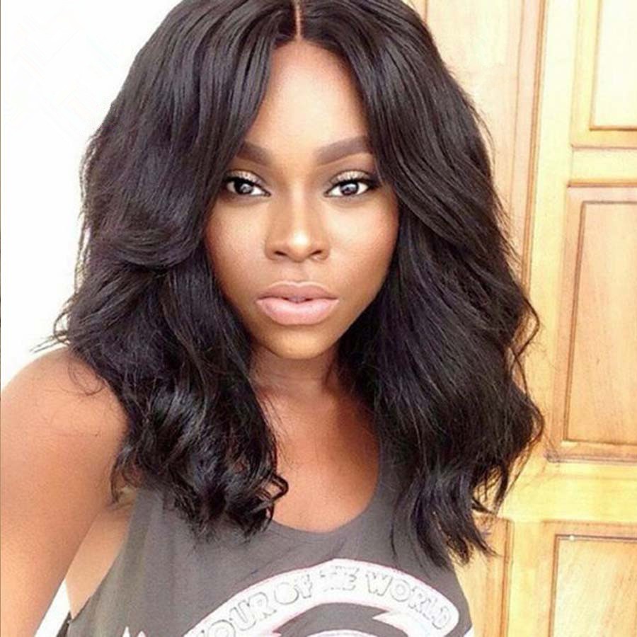 Wowebony Indian Remy Hair Middle Part Body Wave Bob Style Glueless Full Lace Wigs Flw56
