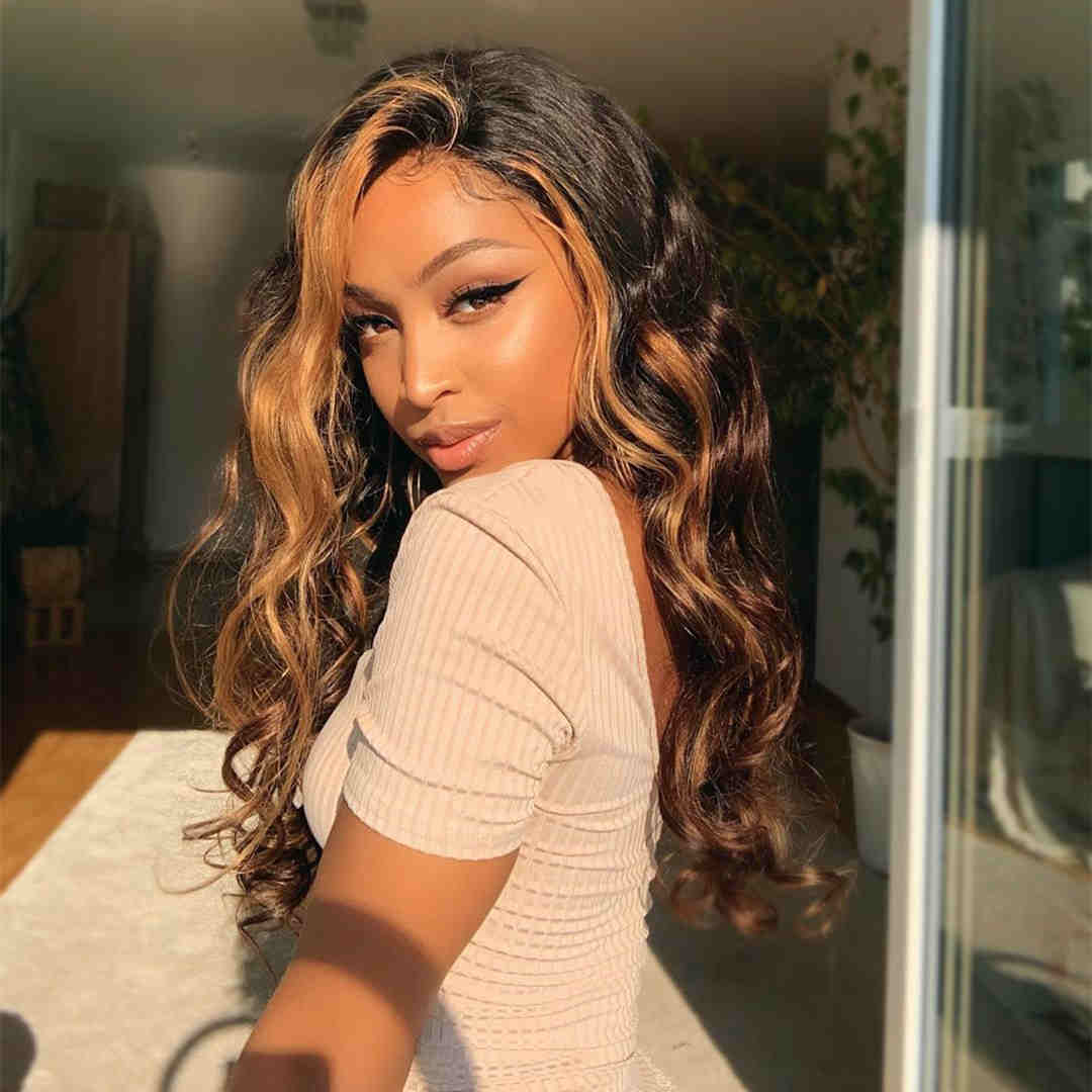 Top Selling Highlight and Ombre Wavy Lace Front Wig Britnnay